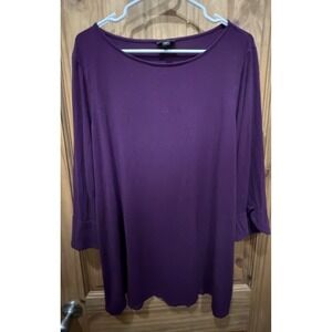 J.Jill Wearever XL Purple Tunic Top 3/4 Ruffle Sleeve Made USA